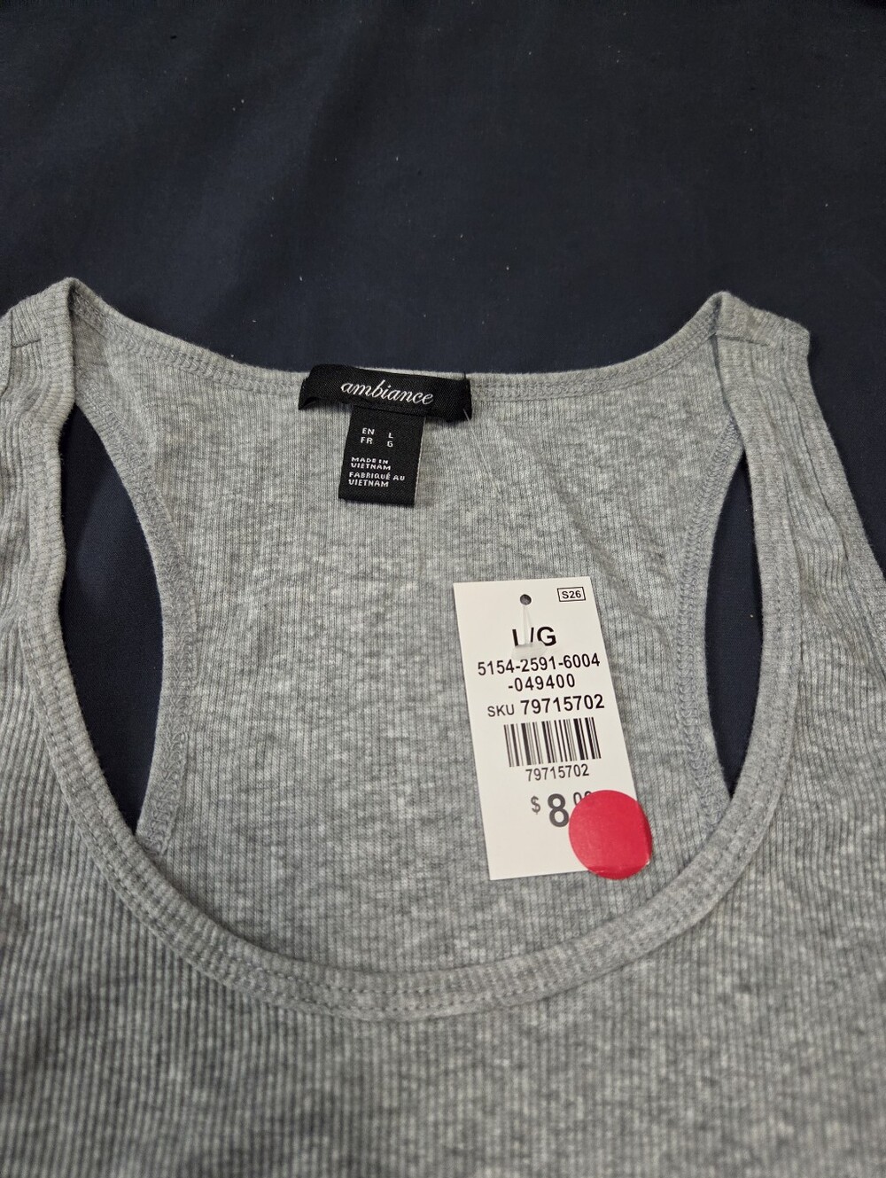 Light Gray Ribbed Racerback Tank - Picture 2 of 3